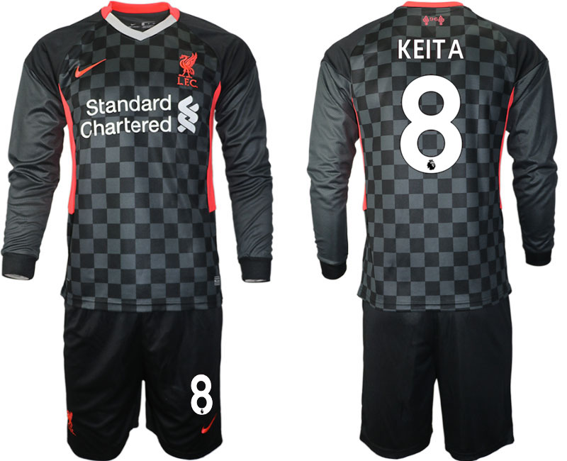 Men 2021 Liverpool away long sleeves #8 soccer jerseys->liverpool jersey->Soccer Club Jersey